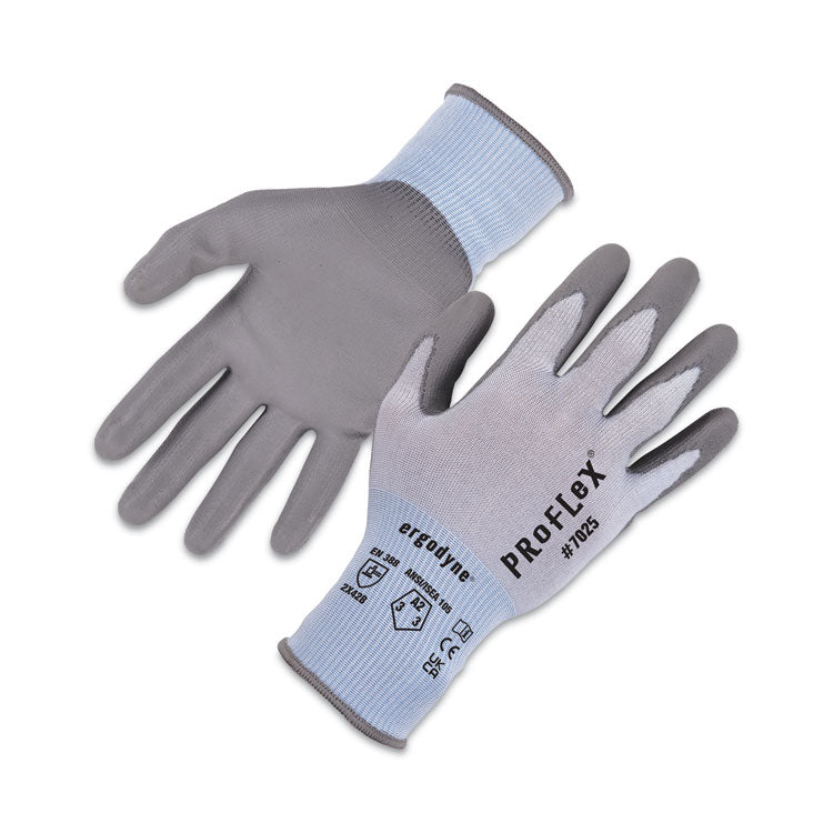 ProFlex 7025 ANSI A2 PU Coated CR Gloves, EN388: 2X42B, 9" Long, 2X-Large, Blue, 12 Pairs