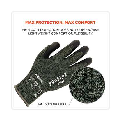 ProFlex 7070 ANSI A7 Nitrile Coated CR Gloves, EN388: 4X42F, 9" Long, Large, Green, 12 Pairs