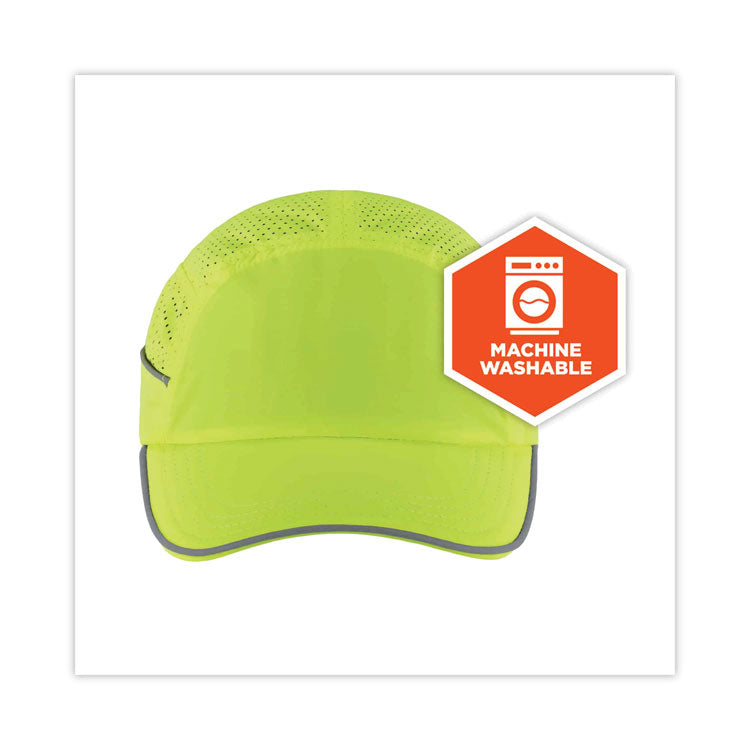 Skullerz 8955 Lightweight Bump Cap Hat, Long Front Brim, 3X-Small to Large (Up to 7.5), 0.01" Insert, Lime