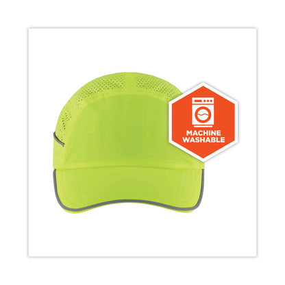 Skullerz 8955 Lightweight Bump Cap Hat, Long Front Brim, 3X-Small to Large (Up to 7.5), 0.01" Insert, Lime