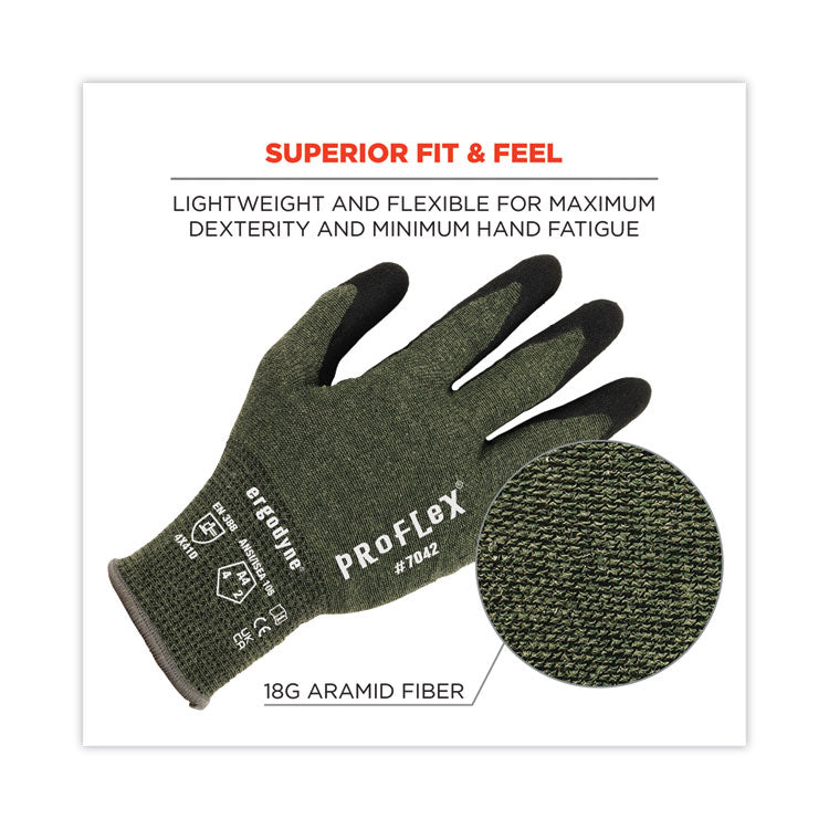 ProFlex 7042 ANSI A4 Nitrile-Coated CR Gloves, EN388: 4X41D, 9" Long, X-Large, Green, Pair