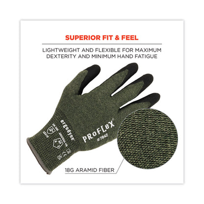 ProFlex 7042 ANSI A4 Nitrile-Coated CR Gloves, EN388: 4X41D, 9" Long, X-Large, Green, Pair