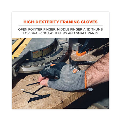 ProFlex 720 Heavy-Duty Framing Gloves, 9" Long, 2X-Large, Gray, Pair