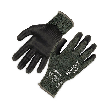 ProFlex 7070 ANSI A7 Nitrile Coated CR Gloves, EN388: 4X42F, 9" Long, X-Large, Green, 12 Pairs
