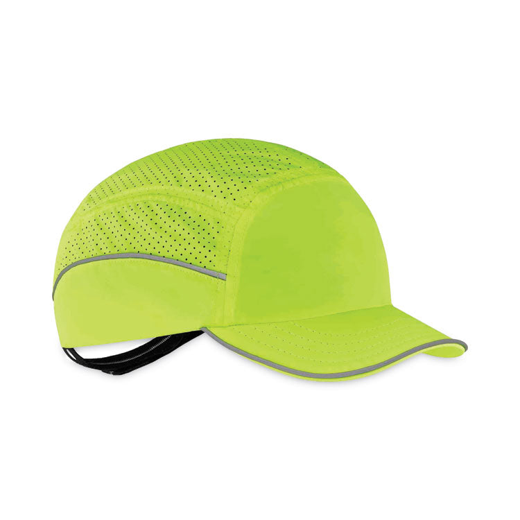 Skullerz 8955 Lightweight Bump Cap Hat, Short Front Brim, 3X-Small to Large (Up to 7.5), 0.01" Insert, Lime
