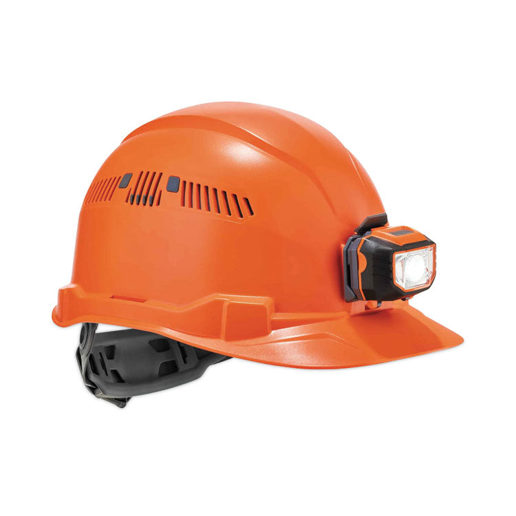 Skullerz 8972LED Class C Hard Hat Cap Style with LED Light, Vented, 4-Point Ratchet, One Size Fits Most (6.5 to 8), Orange