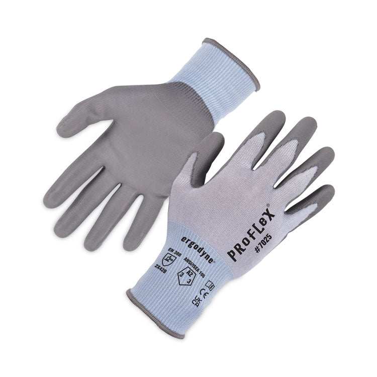 ProFlex 7025 ANSI A2 PU Coated CR Gloves, EN388: 2X42B, 9" Long, Small, Blue, Pair