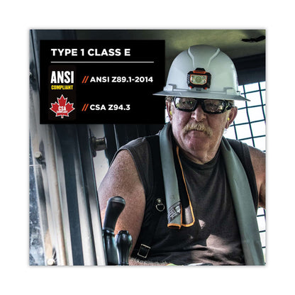 Skullerz 8971 Class E Hard Hat Full Brim, 4-Point Ratchet Suspension, One Size Fits Most (6.5 to 8), White