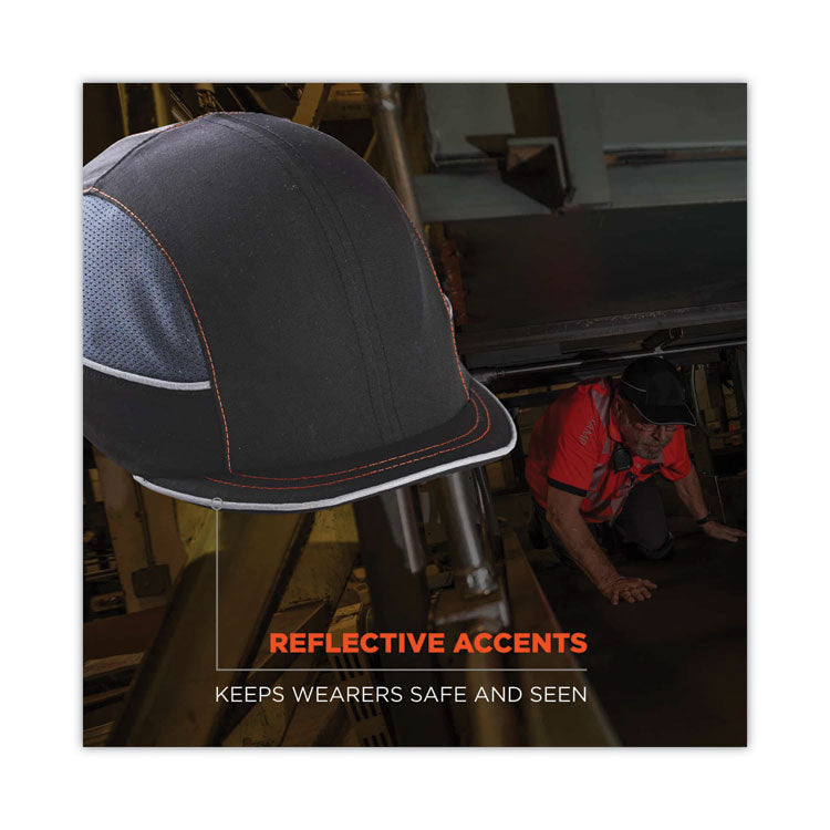 Skullerz 8950 Bump Cap, Micro Front Brim, 3X-Small to Large (Up to 7.5), 0.01" Insert, Black