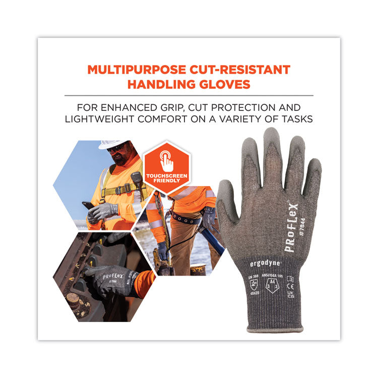 ProFlex 7044 ANSI A4 PU Coated CR Gloves, EN388: 4X42D, 9" Long, X-Large, Gray, Pair