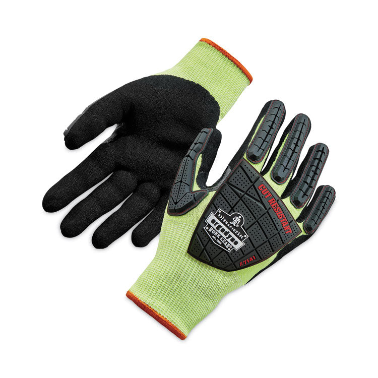 ProFlex 7141 ANSI A4 DIR Nitrile-Coated CR Gloves, EN388: 4X42DP, 9" Long, 2X-Large, Lime, Pair