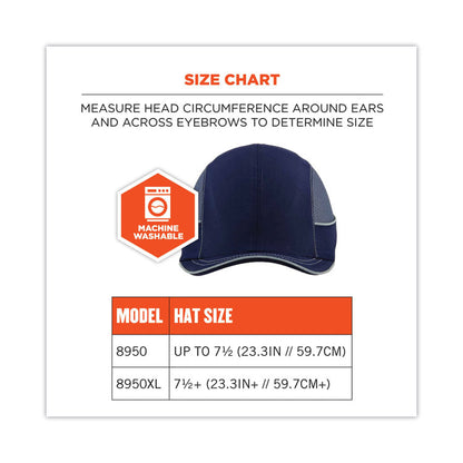 Skullerz 8950 Bump Cap, Micro Front Brim, 3X-Small to Large (Up to 7.5), 0.01" Insert, Navy