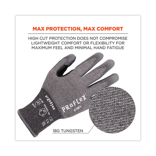 ProFlex 7071 ANSI A7 PU Coated CR Gloves, EN388: 4X42F, 9" Long, Medium, Gray, Pair