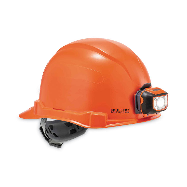 Skullerz 8970LED Class E Hard Hat Cap Style with LED Light, 4-Point Standard Ratchet, One Size Fits Most (6.5 to 8), Orange