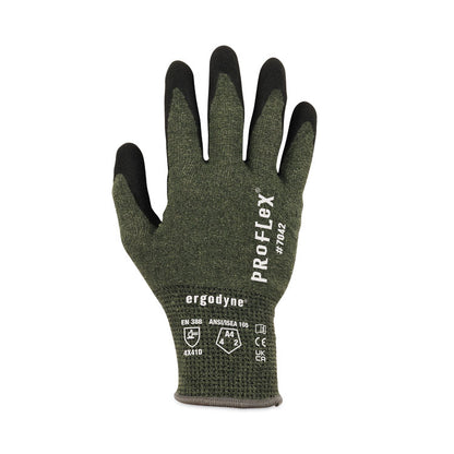 ProFlex 7042 ANSI A4 Nitrile-Coated CR Gloves, EN388: 4X41D, 9" Long, 2X-Large, Green, 12 Pairs