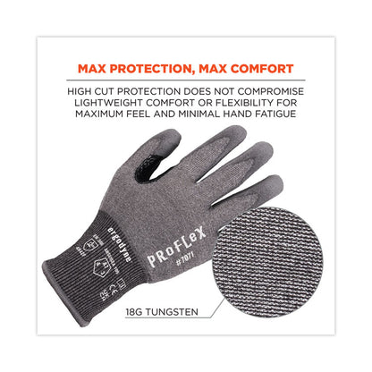 ProFlex 7071 ANSI A7 PU Coated CR Gloves, EN388: 4X42F, 9" Long, Small, Gray, 12 Pairs