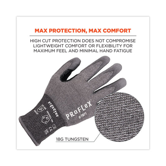 ProFlex 7071 ANSI A7 PU Coated CR Gloves, EN388: 4X42F, 9" Long, Small, Gray, 12 Pairs