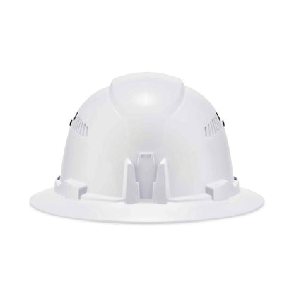 Skullerz 8973 Class C Hard Hat Full Brim, Vented, 4-Point Standard Ratchet Suspension, One Size Fits Most (6.5 to 8), White