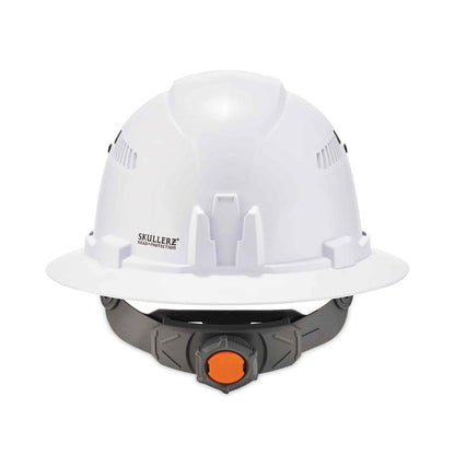 Skullerz 8973 Class C Hard Hat Full Brim, Vented, 4-Point Standard Ratchet Suspension, One Size Fits Most (6.5 to 8), White
