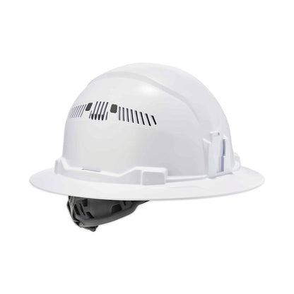 Skullerz 8973 Class C Hard Hat Full Brim, Vented, 4-Point Standard Ratchet Suspension, One Size Fits Most (6.5 to 8), White