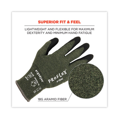 ProFlex 7042 ANSI A4 Nitrile-Coated CR Gloves, EN388: 4X41D, 9" Long, Medium, Green, 12 Pairs