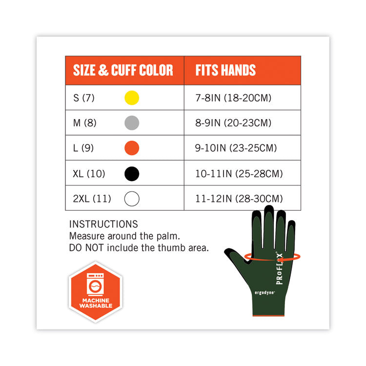 ProFlex 7070 ANSI A7 Nitrile Coated CR Gloves, EN388: 4X42F, 9" Long, 2X-Large, Green, 12 Pairs