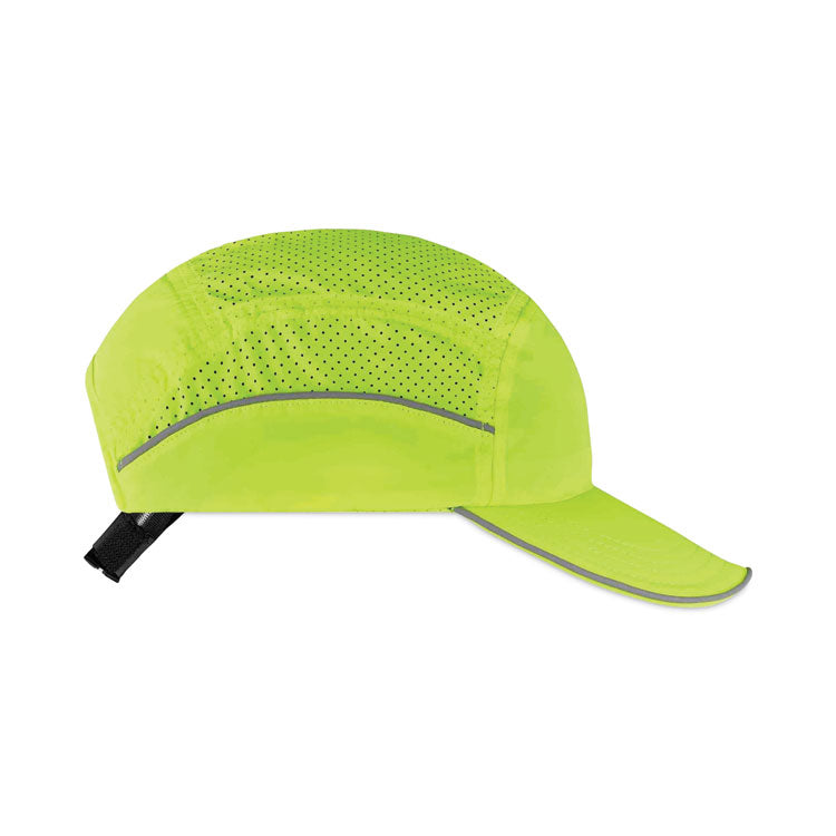 Skullerz 8955 Lightweight Bump Cap Hat, Long Front Brim, 3X-Small to Large (Up to 7.5), 0.01" Insert, Lime