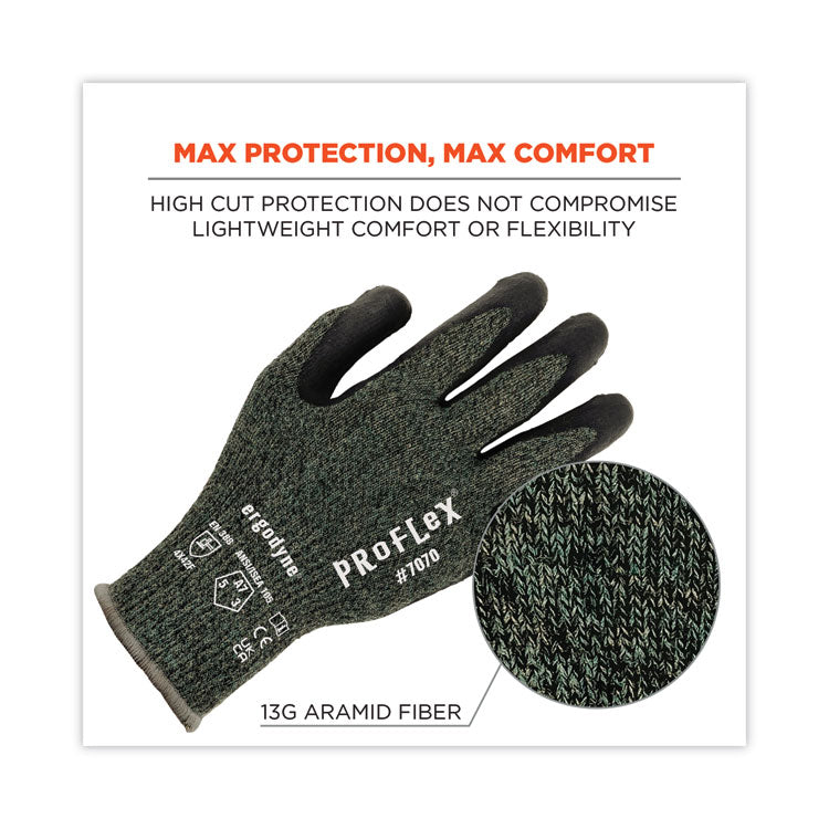 ProFlex 7070 ANSI A7 Nitrile Coated CR Gloves, EN388: 4X42F, 9" Long, Medium, Green, 12 Pairs