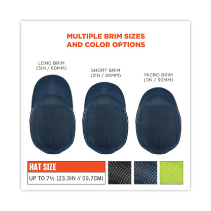 Skullerz 8955 Lightweight Bump Cap Hat, Long Front Brim, 3X-Small to Large (Up to 7.5), 0.01" Insert, Navy