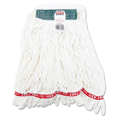 Web Foot Shrinkless Looped-End Wet Mop Head, Cotton/Synthetic, Medium, White, 6/Carton