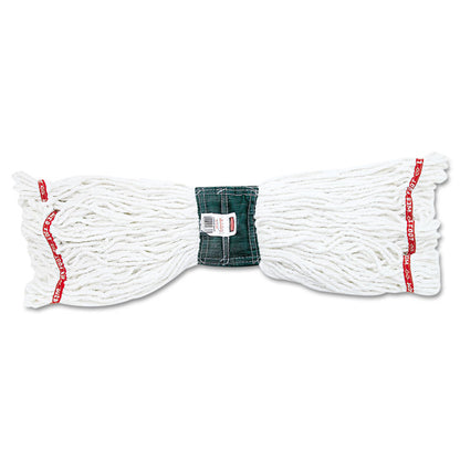 Web Foot Shrinkless Looped-End Wet Mop Head with 5" Headband, Cotton/Synthetic, Medium, White, 6/Carton