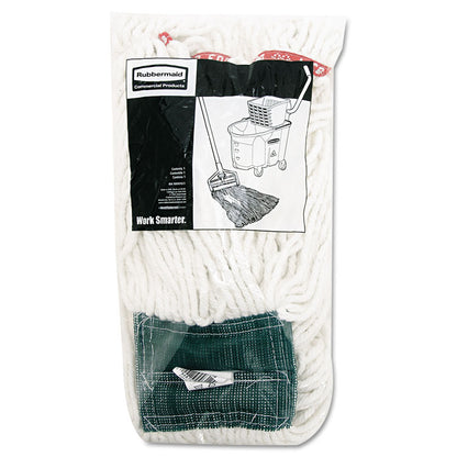 Web Foot Shrinkless Looped-End Wet Mop Head with 5" Headband, Cotton/Synthetic, Medium, White, 6/Carton