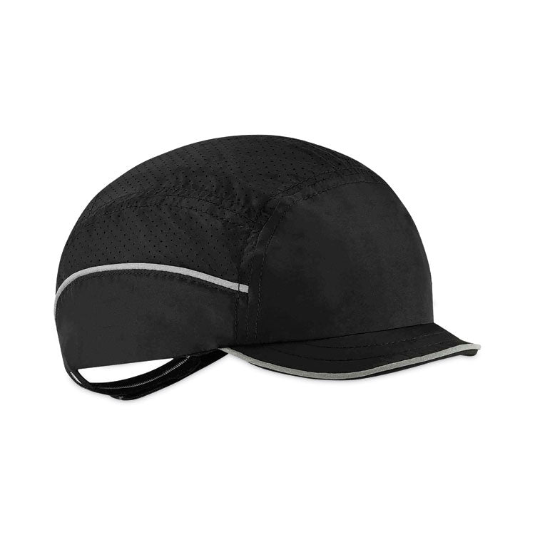 Skullerz 8955 Lightweight Bump Cap Hat, Micro Front Brim, 3X-Small to Large (Up to 7.5), 0.01" Insert, Black