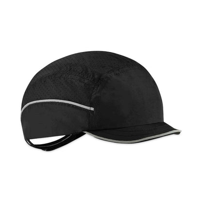 Skullerz 8955 Lightweight Bump Cap Hat, Micro Front Brim, 3X-Small to Large (Up to 7.5), 0.01" Insert, Black