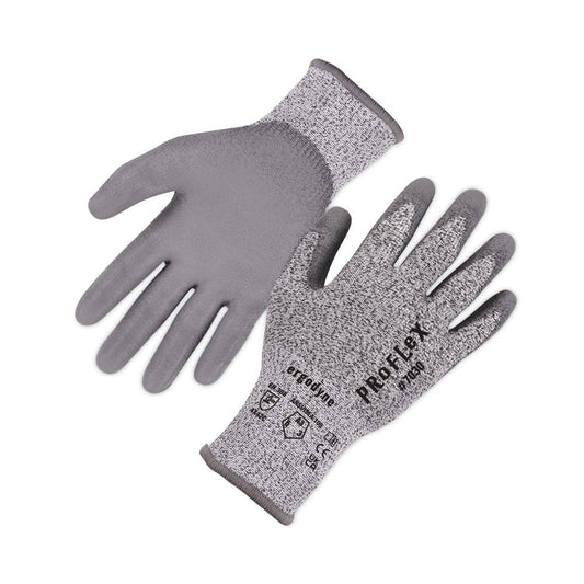 ProFlex 7030 ANSI A3 PU Coated CR Gloves, EN388: 4X42C, 9" Long, Large, Gray, 12 Pairs
