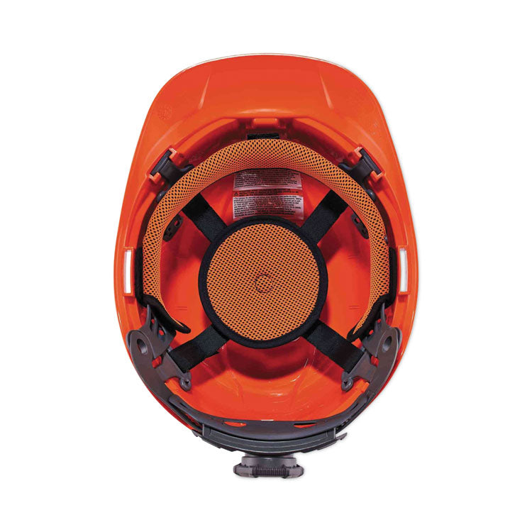 Skullerz 8970LED Class E Hard Hat Cap Style with LED Light, 4-Point Standard Ratchet, One Size Fits Most (6.5 to 8), Orange