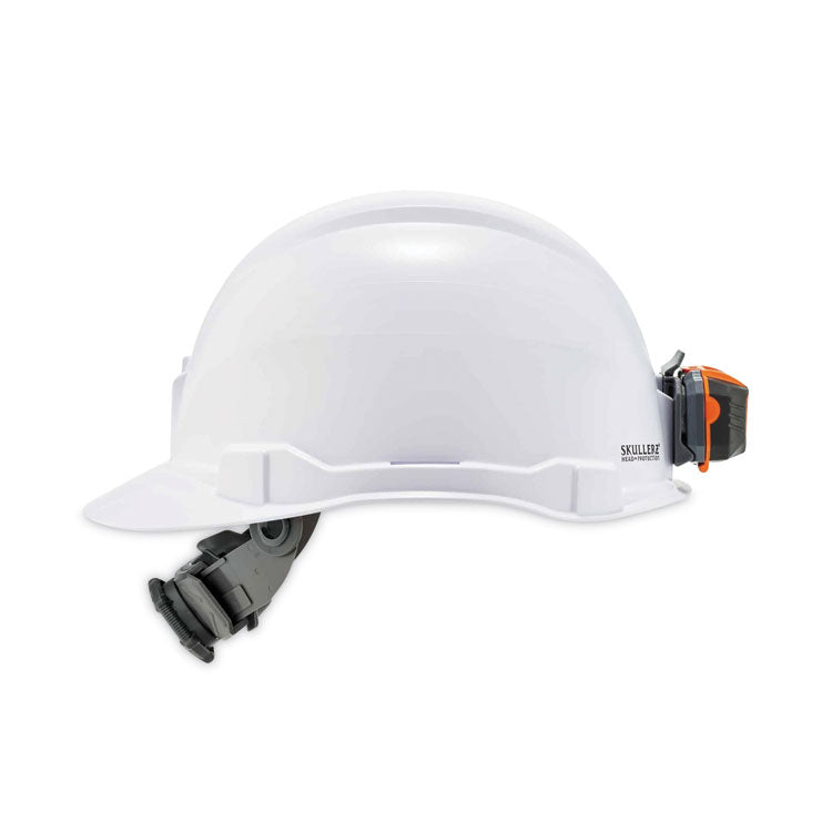 Skullerz 8970LED Class E Hard Hat Cap Style with LED Light, 4-Point Standard Ratchet, One Size Fits Most (6.5 to 8), White