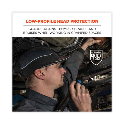 Skullerz 8950 Bump Cap, Micro Front Brim, 3X-Small to Large (Up to 7.5), 0.01" Insert, Black