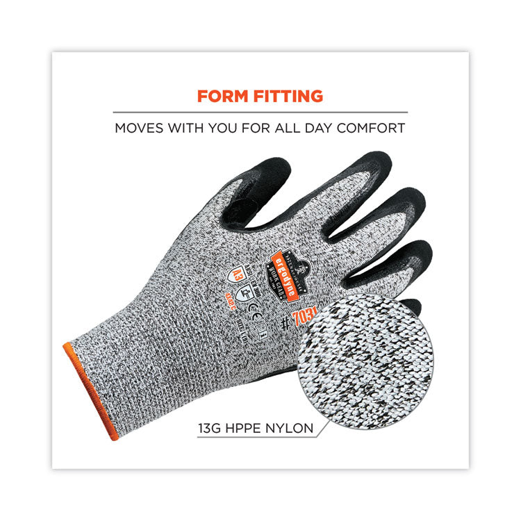 ProFlex 7031 ANSI A3 Nitrile-Coated CR Gloves, EN388: 4X42C, 10" Long, Large, Gray, Pair
