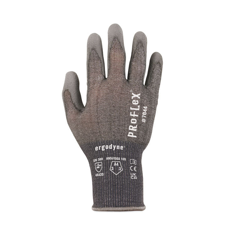 ProFlex 7044 ANSI A4 PU Coated CR Gloves, EN388: 4X42D, 9" Long, Small, Gray, Pair