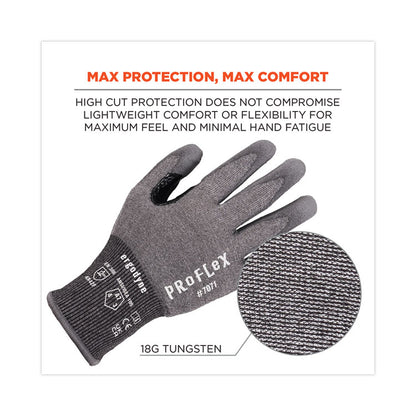 ProFlex 7071 ANSI A7 PU Coated CR Gloves, EN388: 4X42F, 9" Long, Medium, Gray, 12 Pairs