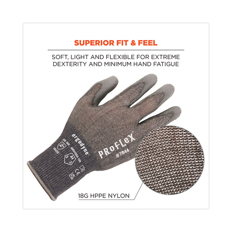 ProFlex 7044 ANSI A4 PU Coated CR Gloves, EN388: 4X42D, 9" Long, Medium, Gray, 12 Pairs