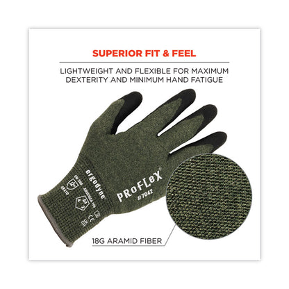 ProFlex 7042 ANSI A4 Nitrile-Coated CR Gloves, EN388: 4X41D, 9" Long, 2X-Large, Green, 12 Pairs