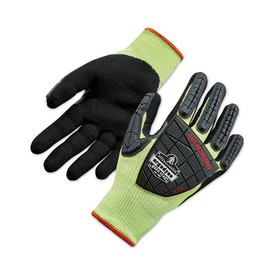 ProFlex 7141 ANSI A4 DIR Nitrile-Coated CR Gloves, EN388: 4X42DP, 9" Long, X-Large, Lime, Pair