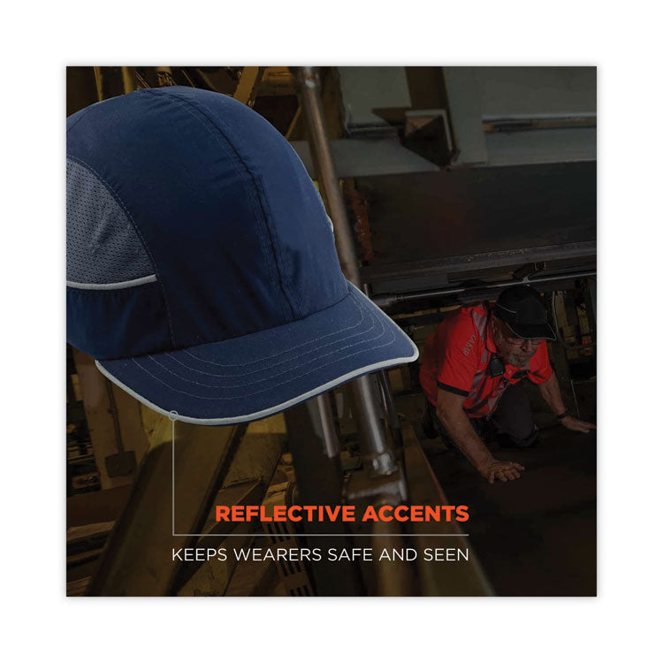 Skullerz 8950XL XL Bump Cap Hat, Short Front Brim, Large to 3X-Large (7.5 and Up), 0.01" Insert, Navy