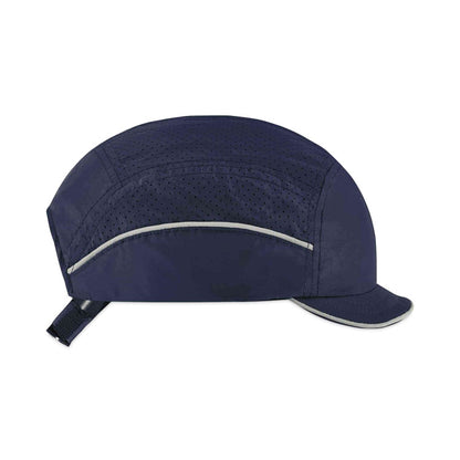 Skullerz 8955 Lightweight Bump Cap Hat, Micro Front Brim, 3X-Small to Large (Up to 7.5), 0.01" Insert, Navy