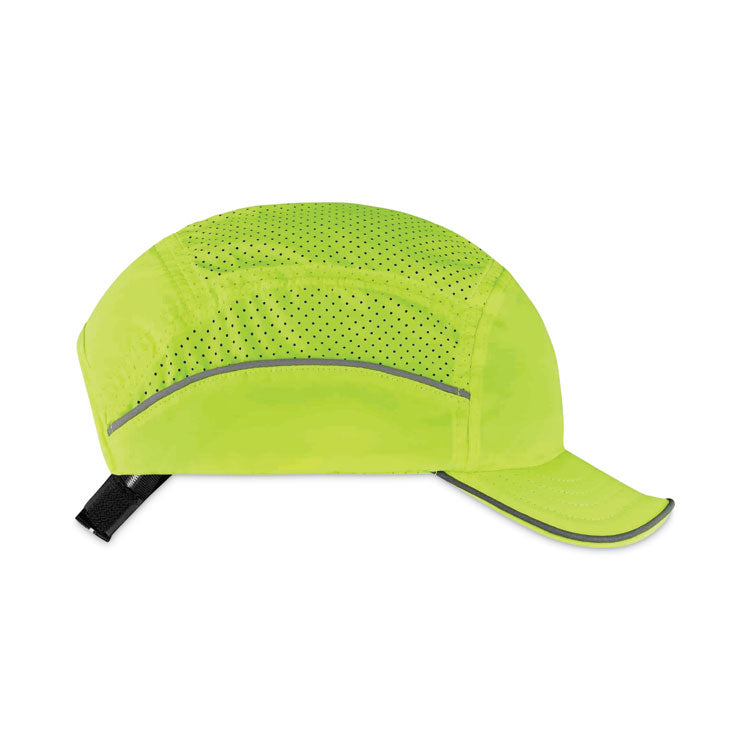 Skullerz 8955 Lightweight Bump Cap Hat, Short Front Brim, 3X-Small to Large (Up to 7.5), 0.01" Insert, Lime