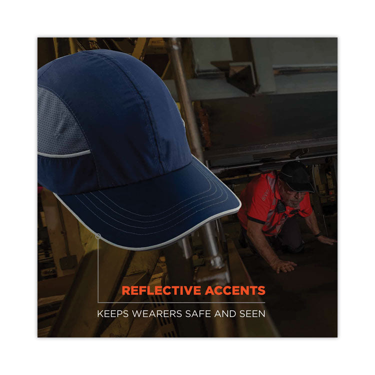 Skullerz 8950XL XL Bump Cap Hat, Long Front Brim, Large to 3X-Large (7.5 and Up), 0.01" Insert, Navy
