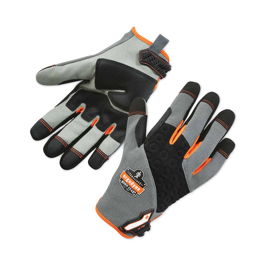 ProFlex 710 Heavy-Duty Mechanics Gloves, 9" Long, Small, Gray, Pair
