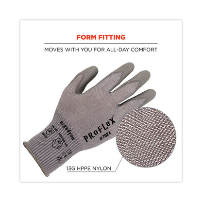 ProFlex 7024 ANSI A2 PU Coated CR Gloves, EN388: 4X42B, 9" Long, Medium, Gray, 12 Pairs